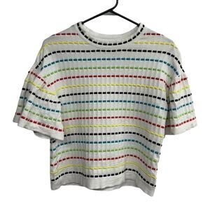Dopamine Retro Stitch Top Etcetera Rainbow Stripes Clean Girl Aesthetic XS